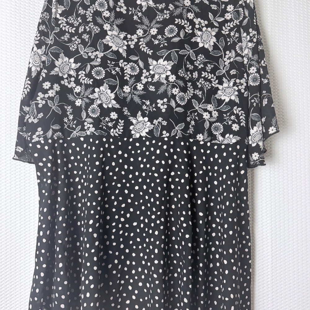 Cato Cardigan Women XL Black Floral Polka Dot Tie Kimono Top Layer Boho Pattern - Picture 5 of 8